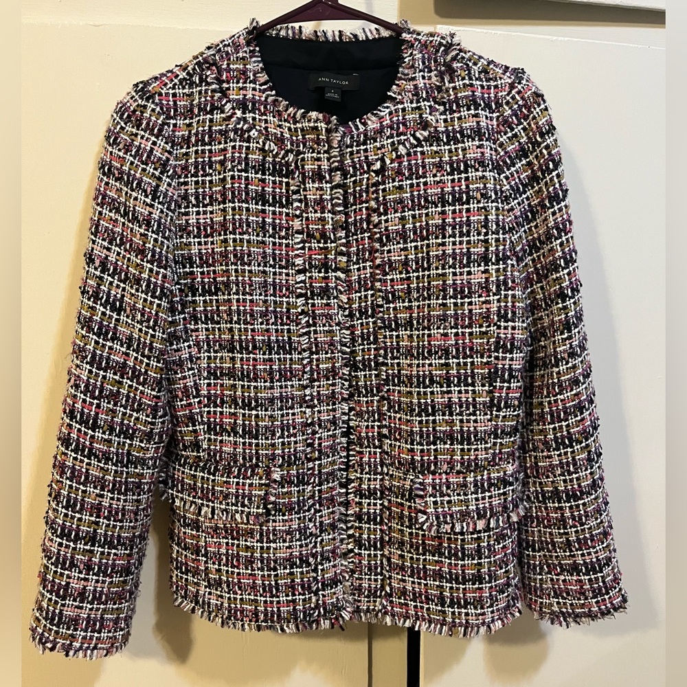 Ann Taylor Fringe Tweed Jacket